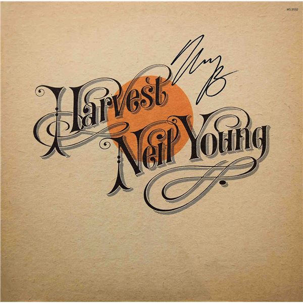 Neil Young signed Harvest album