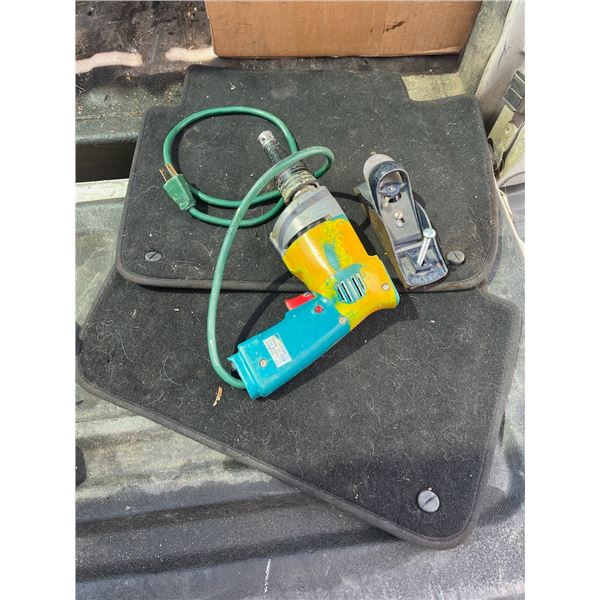 E46 Rear OEM Floor Mats, Makita Drywall Drill & Stanley Plane