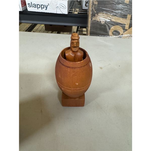 Naughty man in barrel, bring up gag