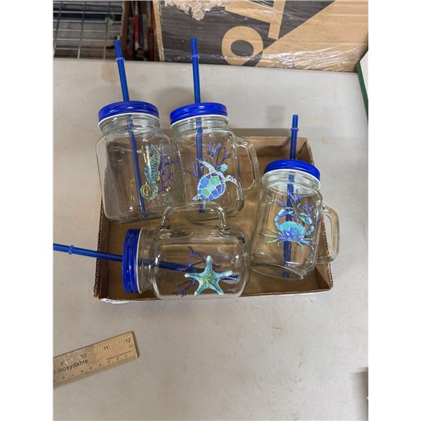 Aquatic theme, mason jar, drink glasses