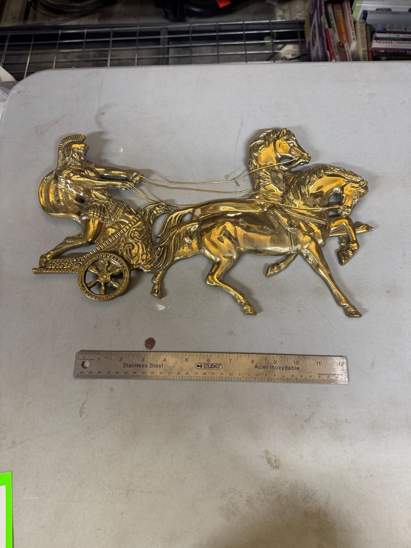 Brass Roman chariot riders W/horse