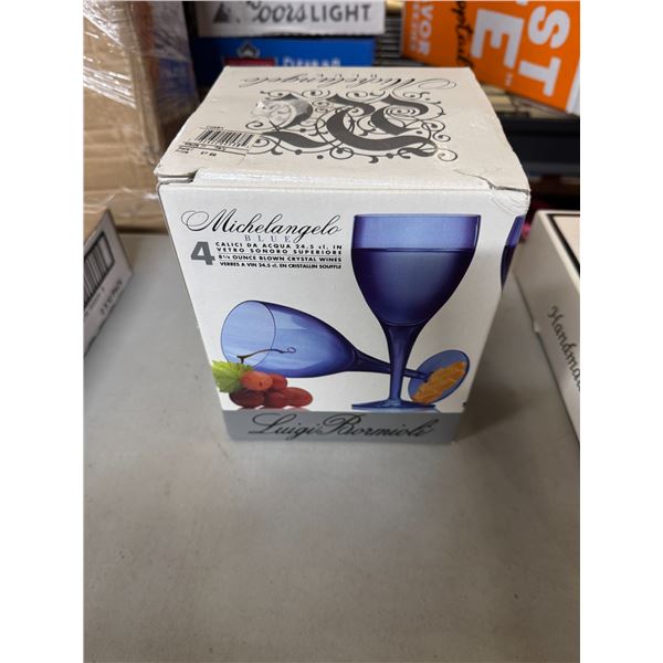 Michelangelo set of 4 cobalt blue wine glasses