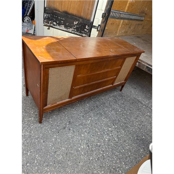 Silver tone stereo cabinet record player