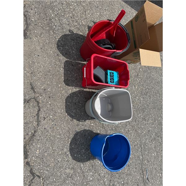 Mop, buckets, and other items