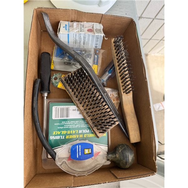 Brushes, windshield, washer, tubing, and other items
