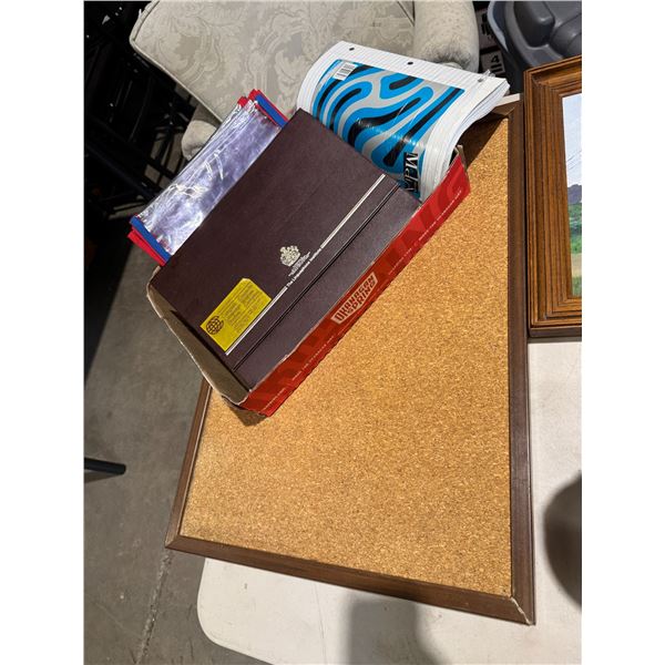 Corkboard and office supplies