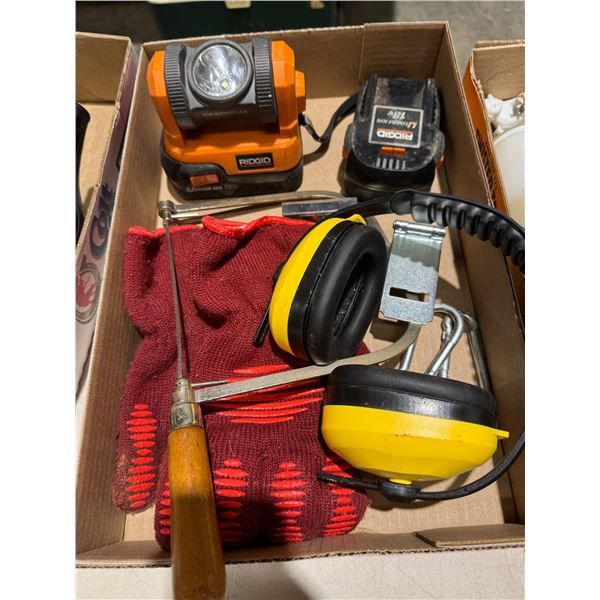 Rigid, flashlight, battery, and other garage related items