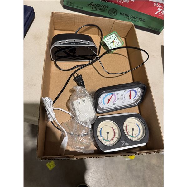 Temperature in humidity items, Timex alarm clock and quartz alarm clock