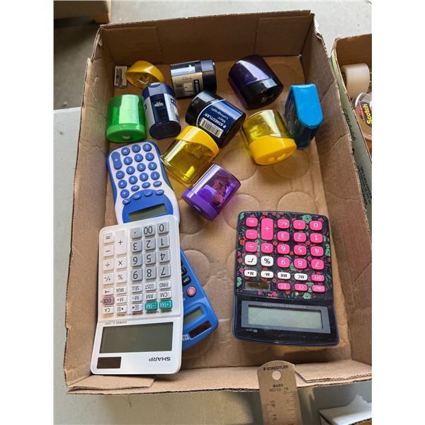 Calculators and pencil sharpeners