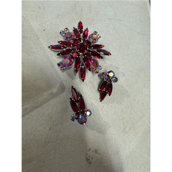 Brooch and clip on earrings