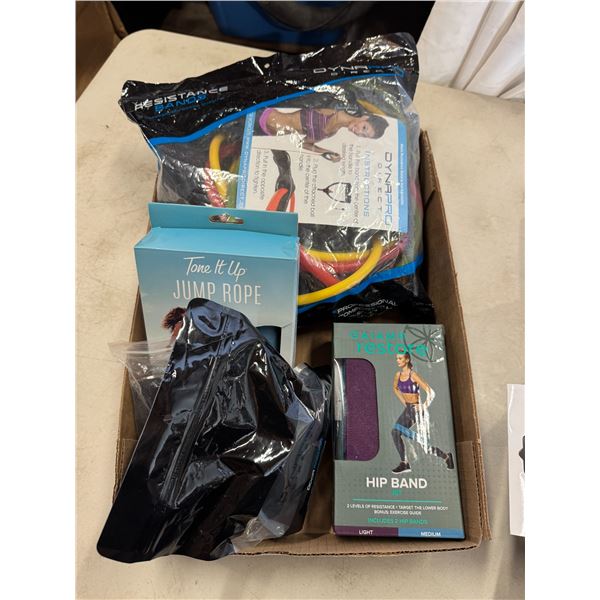 Exercise items, bands, jump rope, etc.