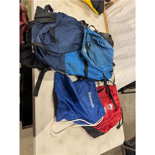 Far West hiking backpack, and two string bags