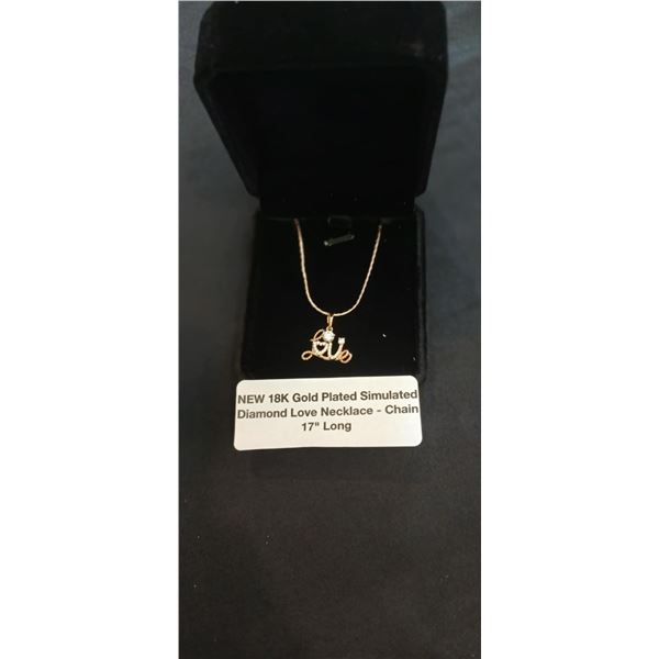 18K gold plated love necklace- 17" long