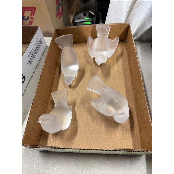 frosted crystal sparrow figurines by Lalique,