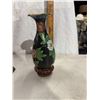 Image 2 : Chinese cloisonné enamel vase with floral and leaf motifs.