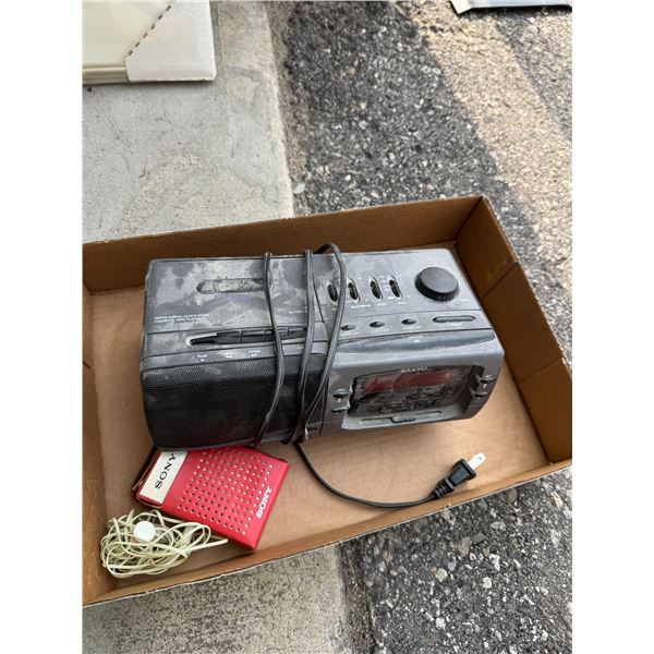 Sony radio, and Sony AM/FM, digital clock radio with cassette player
