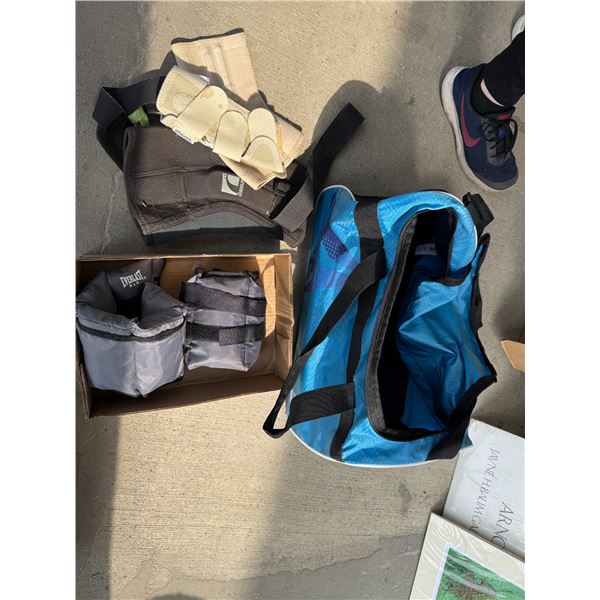 Weights, Reebok, duffel bag and other arm