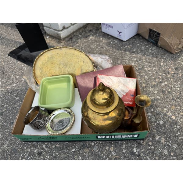 Brass tray and other items
