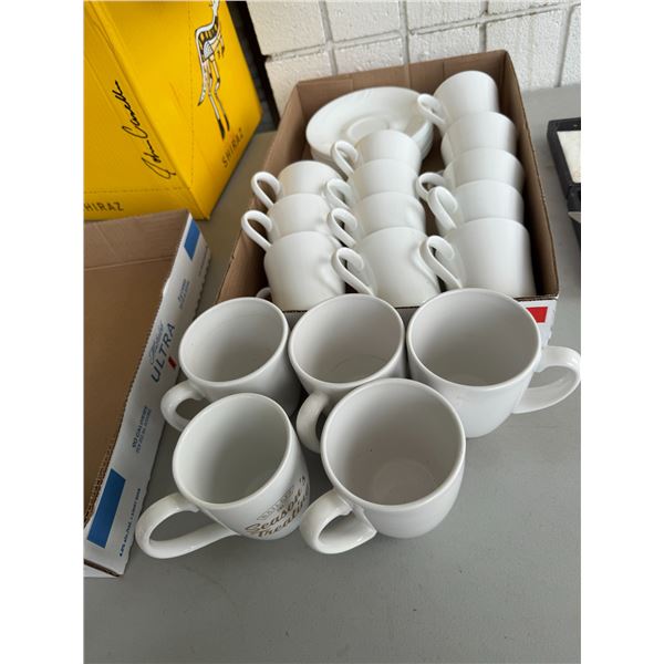 Mugs and saucers Corning and other
