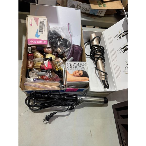 Health and beauty items, curling iron, etc.