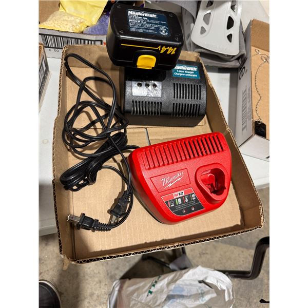 Milwaukee, M2 charger and Mastercraft charger and battery