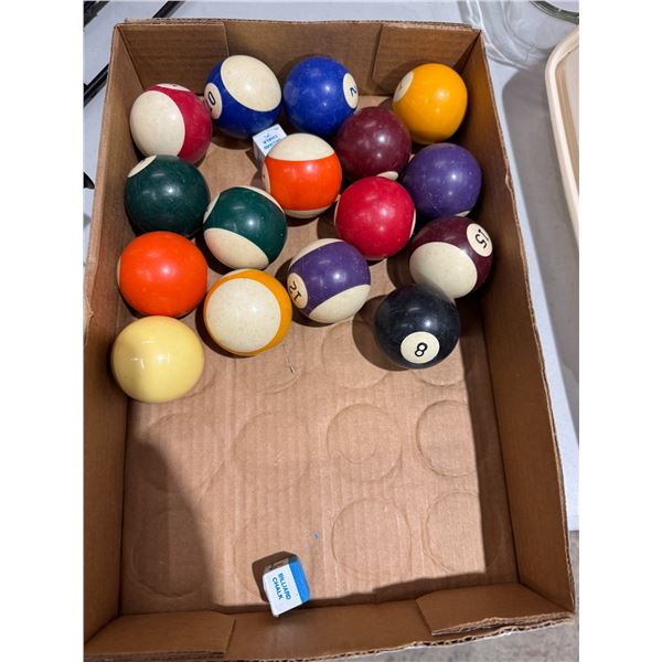 Pool balls, and chalk