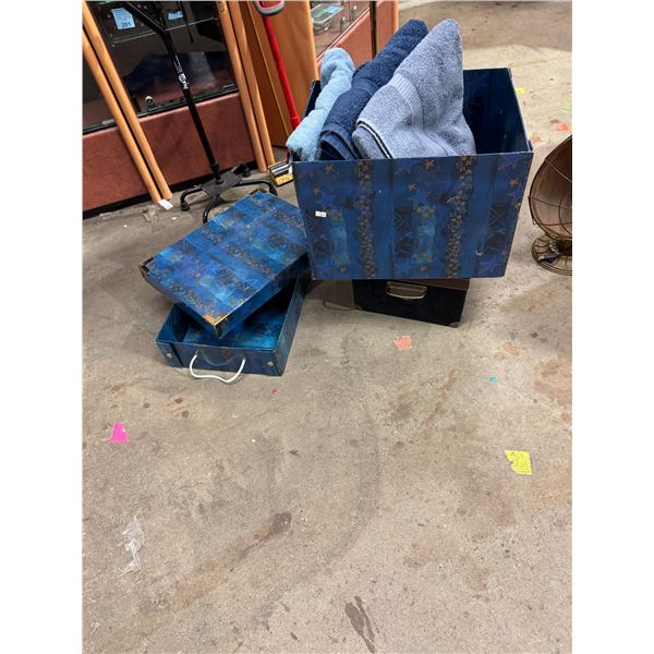 Towels and storage boxes