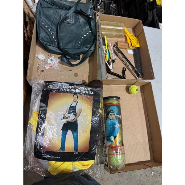 Costume, tennis balls, flashlights, guest, purse, etc.