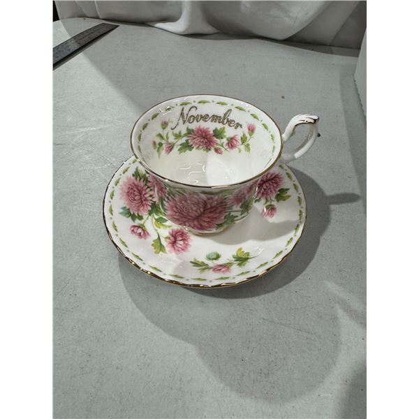 Royal Albert, November, teacup, and saucer