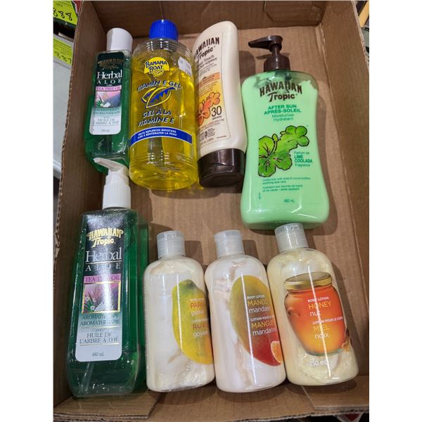 Health and beauty items and sunscreen, and after Sun