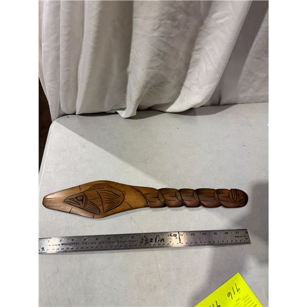 North coast native carved eagle and serpent, signed