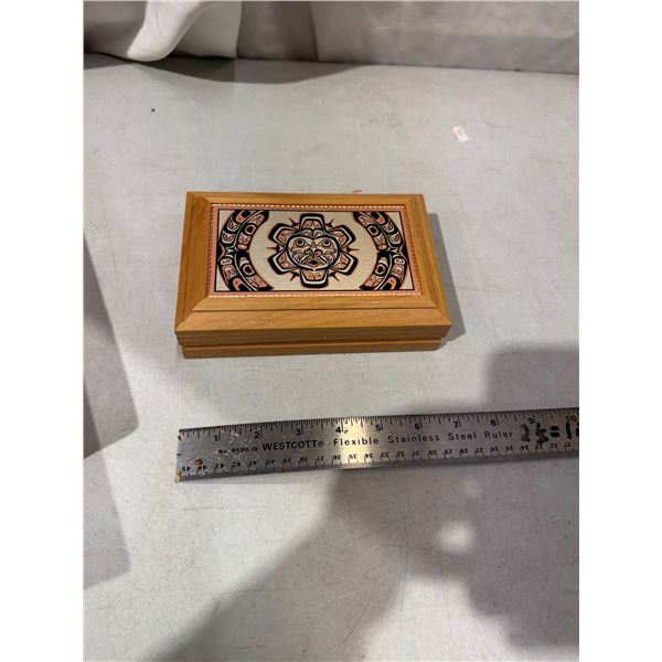 NW Coast carved native sun design box