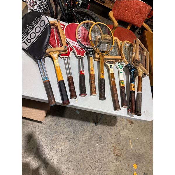 Lot of vintage tennis rackets