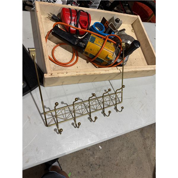 Grinder Milwaukee charger, tape gun over the door hanger