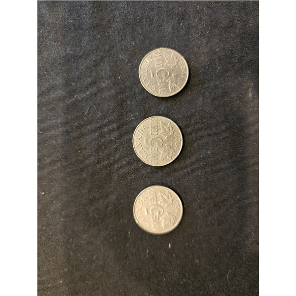 1928, 1929 & 1930 Canadian nickels