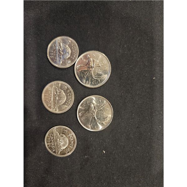 Canadian coins. 1986 & 1988 quarters. 1986,1987,1988 nickels