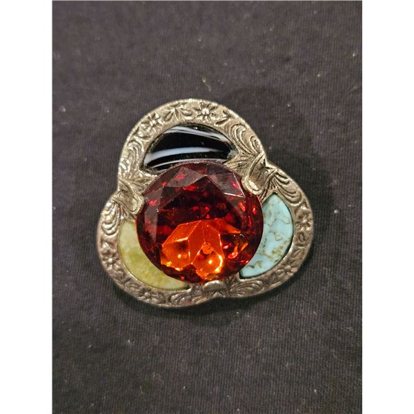 Scottish Agate style costume pin