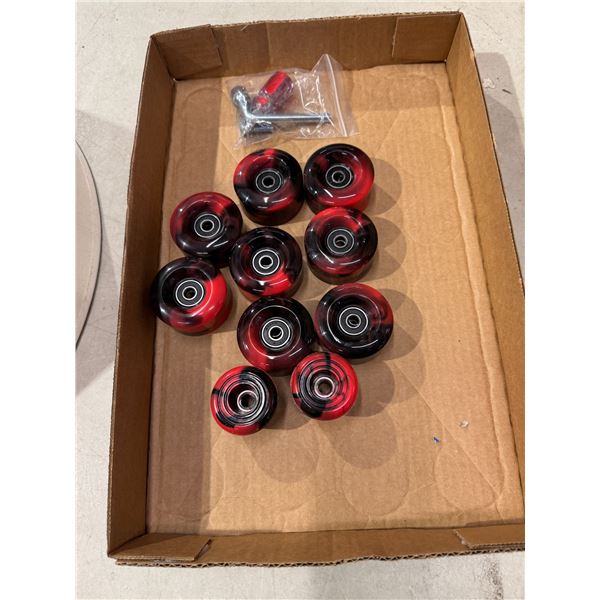 New 10 piece black/red roller skate wheels