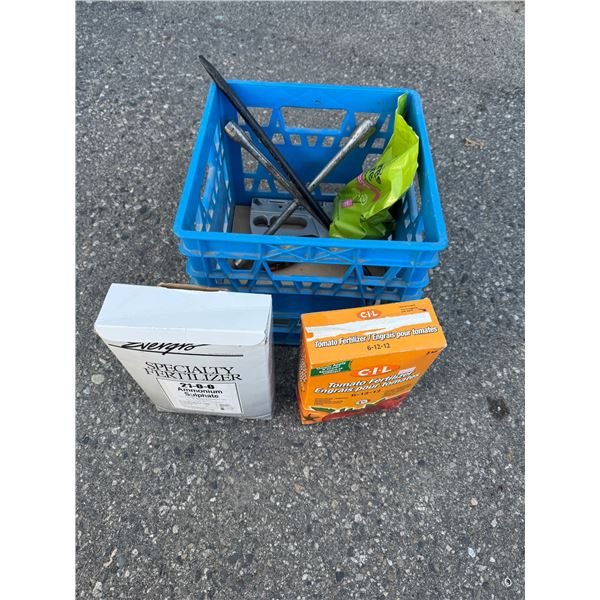 Gardening fertilizer, stapler, tire, iron, etc.