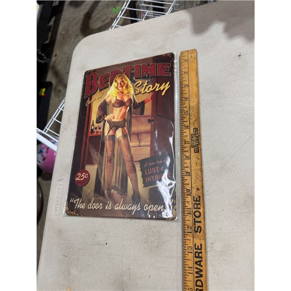 Bedtime story, tin sign