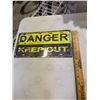 Danger keep out tin sign, or license plate
