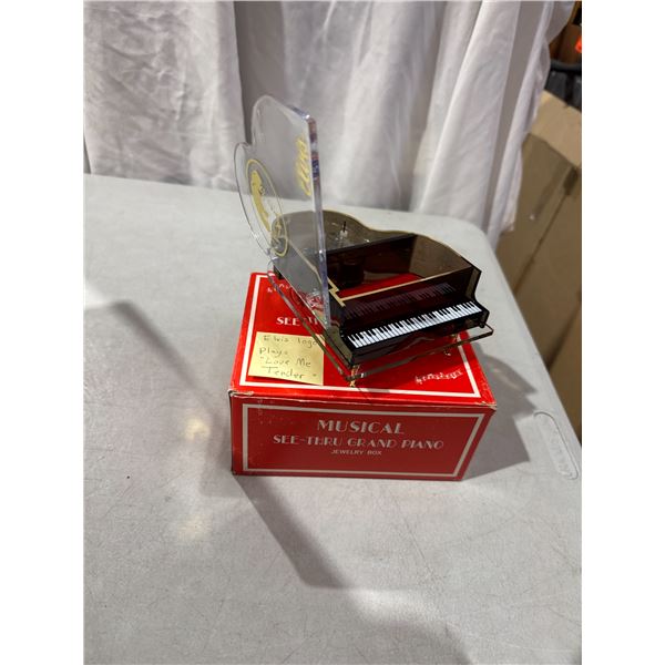 Musical see-through grand piano jewelry box