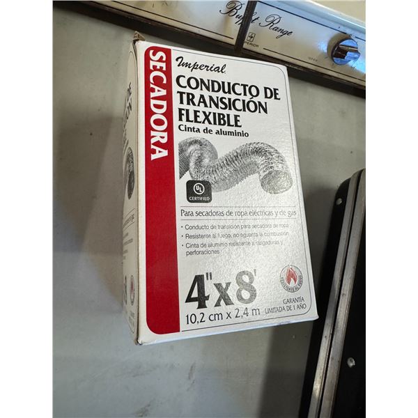 Flexible, transition duct, aluminum foil, 4" x 8'