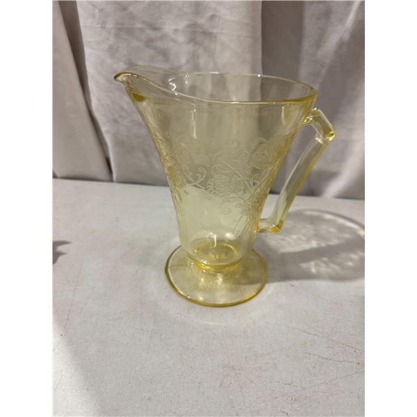 Hazel Atlas Yellow Florentine No. 2 Depression Glass Pitcher.