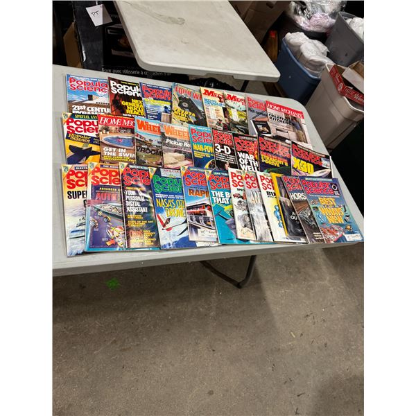 Popular science, wheels, and other magazines