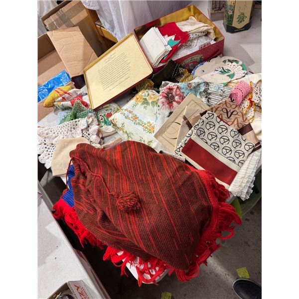 Scarves, doilies, and other items