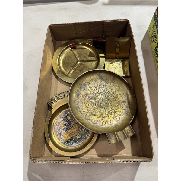 Brass trays and collectibles