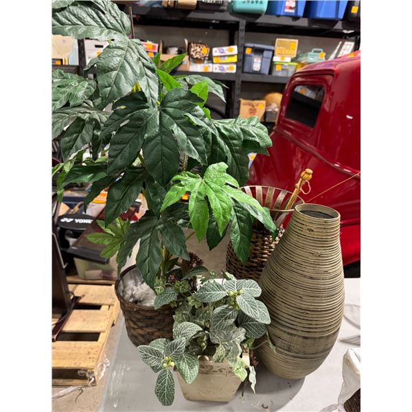 Vases and artificial plants