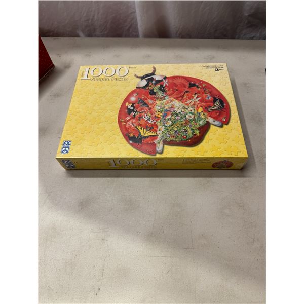 Sealed thousand piece shaped puzzle