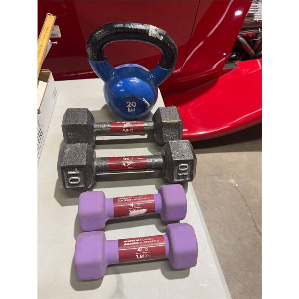 Weights and kettlebell